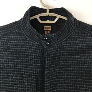 Emanuel Ungaro Jacket  Black & Blue Tweed Padded 100% Wool Coat